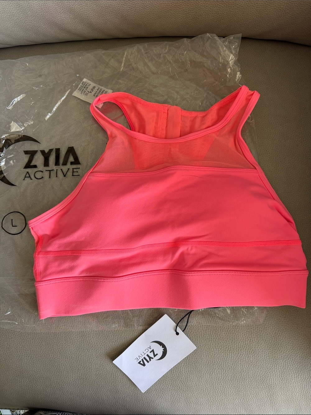 ZYIA Active Neon Pink High-Neck Performance Sports Bra